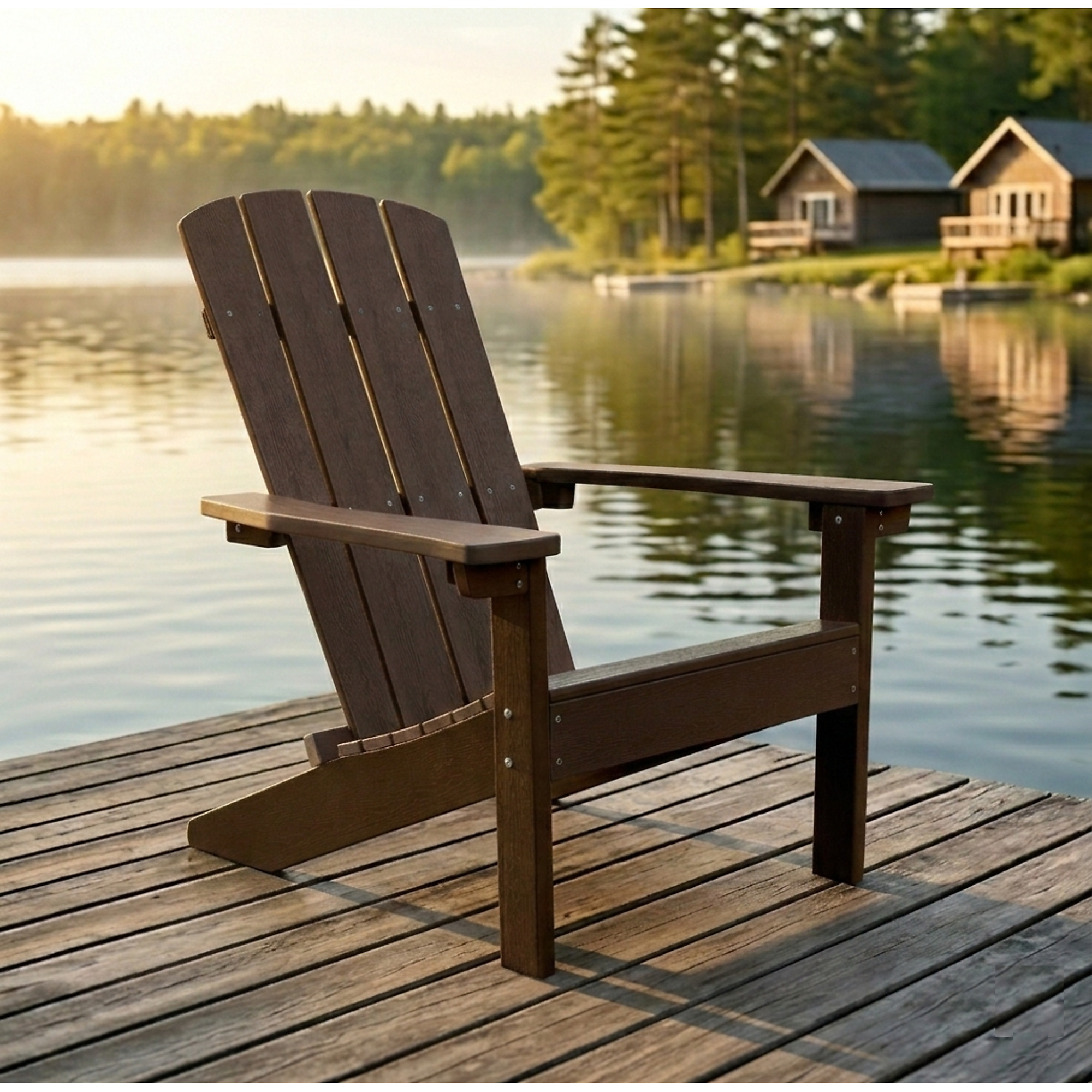 Merry Products, Lakeside Faux Wood Adirondack Chair, Espresso, Primary Color Espresso, Included (qty.) 1, Model# ADC0561120810